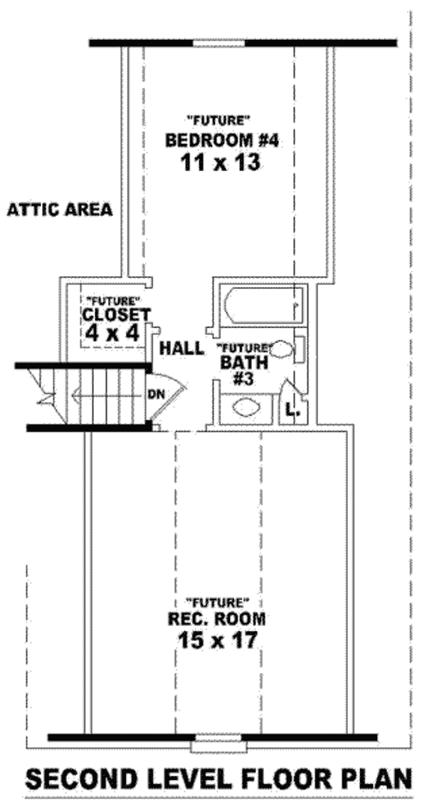 Floor Plan - Upper Floor for European House Plan #81-868 - 3 bed, 2 bath