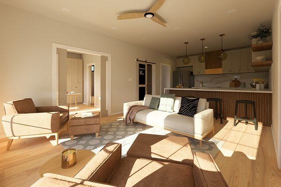 Interior - Family Room for Ranch House Plan #126-246 - 2 bed, 2 bath