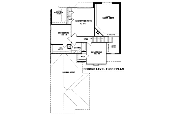 Floor Plan - Upper Floor for European House Plan #81-883 - 3 bed, 3 bath