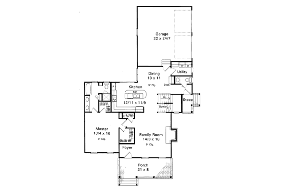 Floor Plan - Main Floor for Country House Plan #41-148 - 3 bed, 2.5 bath