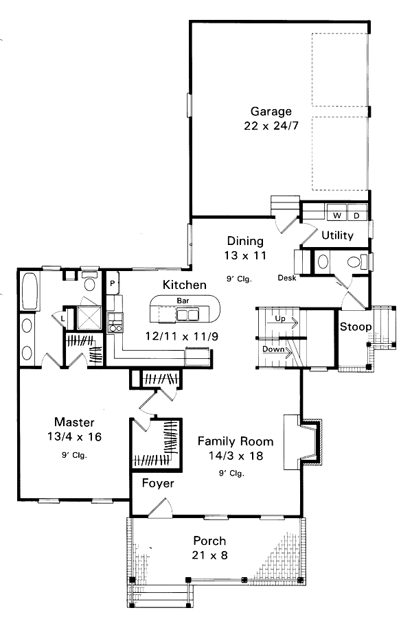 House Design - Country Floor Plan - Main Floor Plan #41-148