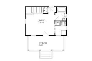 Floor Plan - Main Floor for Cottage House Plan #514-8 - 1 bed, 1 bath