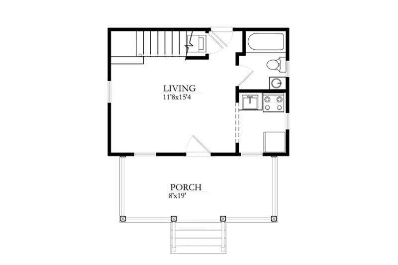 Cottage Style House Plan - 1 Beds 1 Baths 633 Sq/Ft Plan #514-8 ...