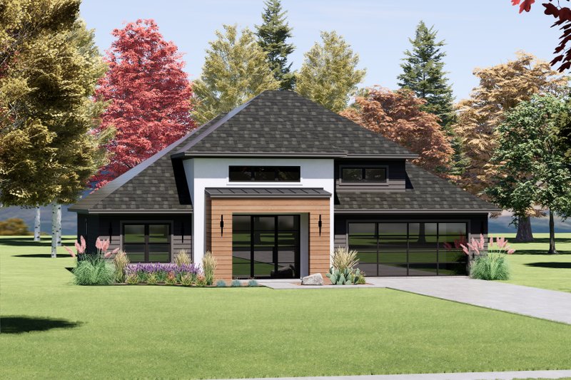 House Design - Exterior - Front Elevation 5 for Modern House Plan #1096-110 - 3 bed, 2 bath