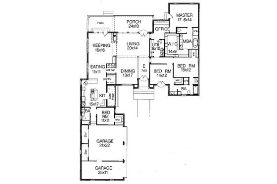 Floor Plan - Main Floor for European House Plan #15-257 - 4 bed, 3 bath
