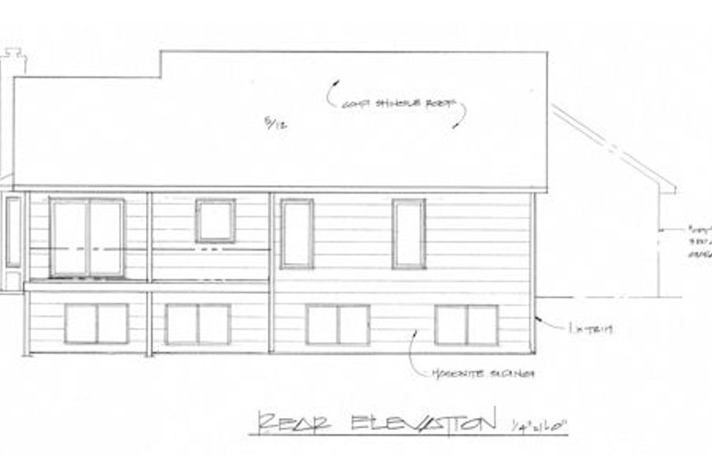 Home Plan - Exterior - Rear Elevation for Craftsman House Plan #58-175 - 3 bed, 2 bath