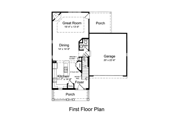 Floor Plan - Main Floor for Country House Plan #46-450 - 3 bed, 2.5 bath