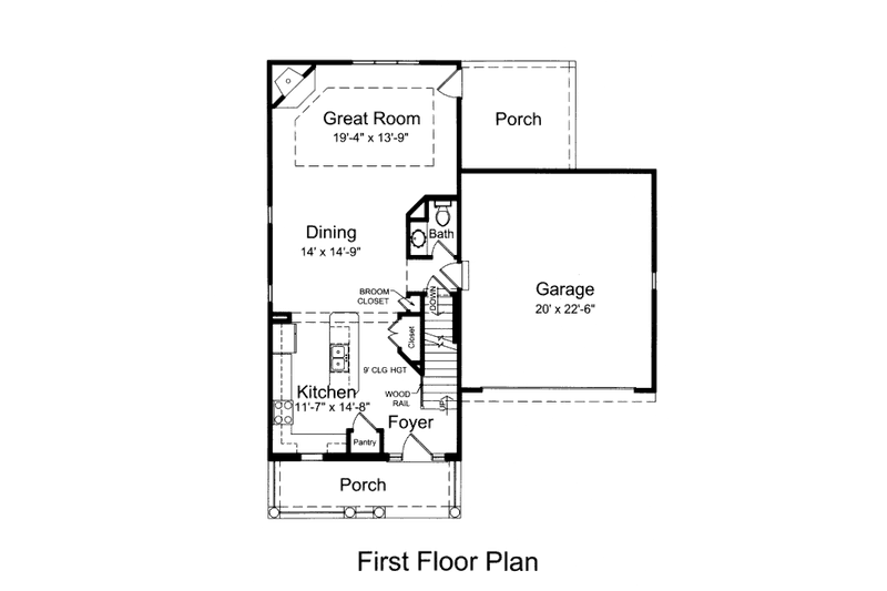 Dream House Plan - Floor Plan - Main Floor for Country House Plan #46-450 - 3 bed, 2.5 bath
