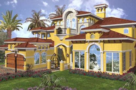 Exterior - Front Elevation for Mediterranean House Plan #420-182 - 5 bed, 6.5 bath