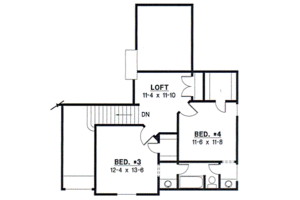 Floor Plan - Upper Floor for Traditional House Plan #67-402 - 4 bed, 3 bath