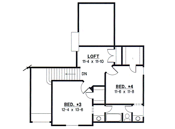 Traditional Floor Plan - Upper Floor Plan #67-402