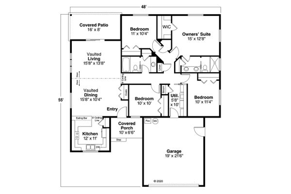 House Plan Design - Ranch Floor Plan - Main Floor Plan #124-1216