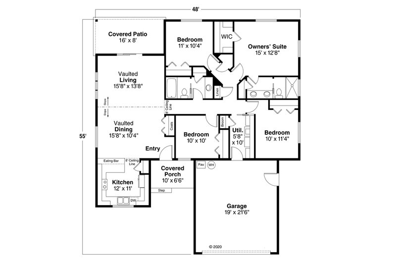 Dream House Plan - Floor Plan - Main Floor for Ranch House Plan #124-1216 - 4 bed, 2 bath