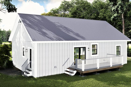 Exterior - Rear Elevation 1 for Farmhouse House Plan #44-227 - 3 bed, 2 bath