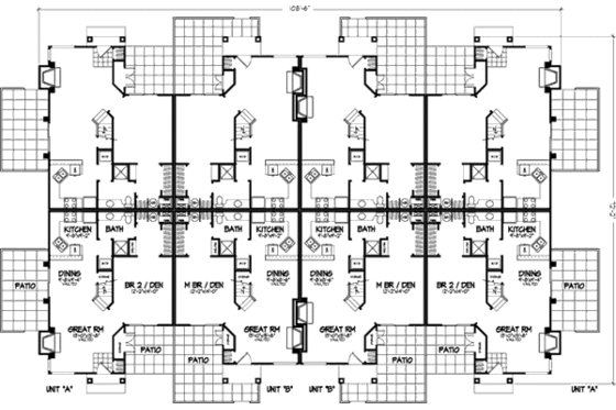 Floor Plan - Main Floor for Craftsman House Plan #320-308 - 1 bed, 2 bath