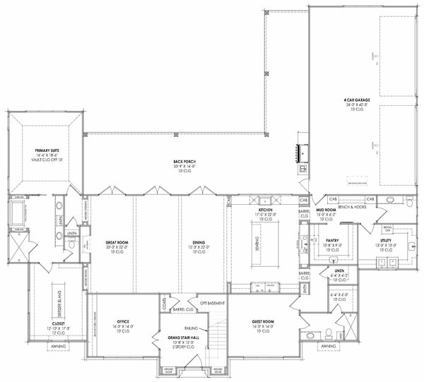 House Blueprint - Tudor Floor Plan - Main Floor Plan #1096-176