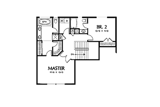 Floor Plan - Upper Floor for European House Plan #48-400 - 3 bed, 3 bath