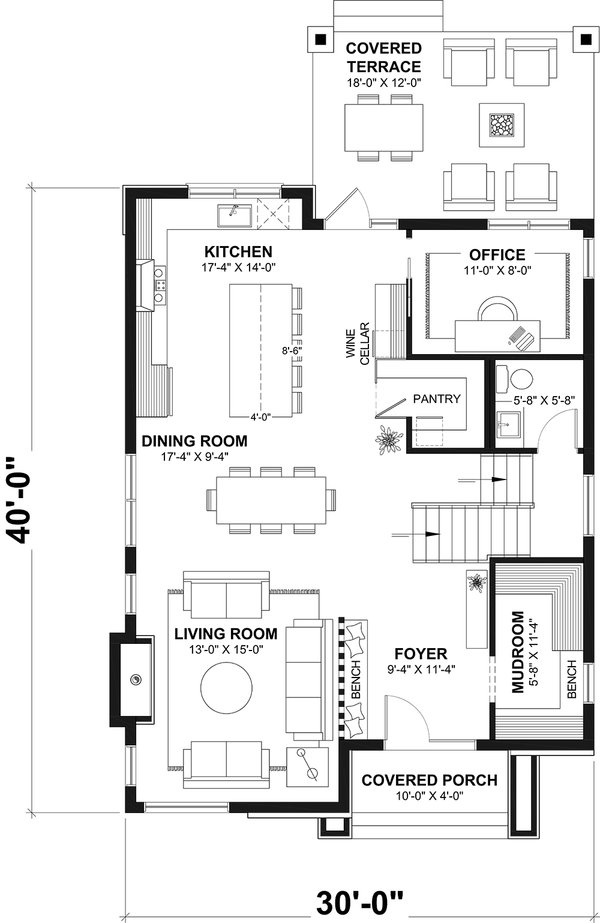 House Blueprint - Contemporary Floor Plan - Main Floor Plan #23-2871