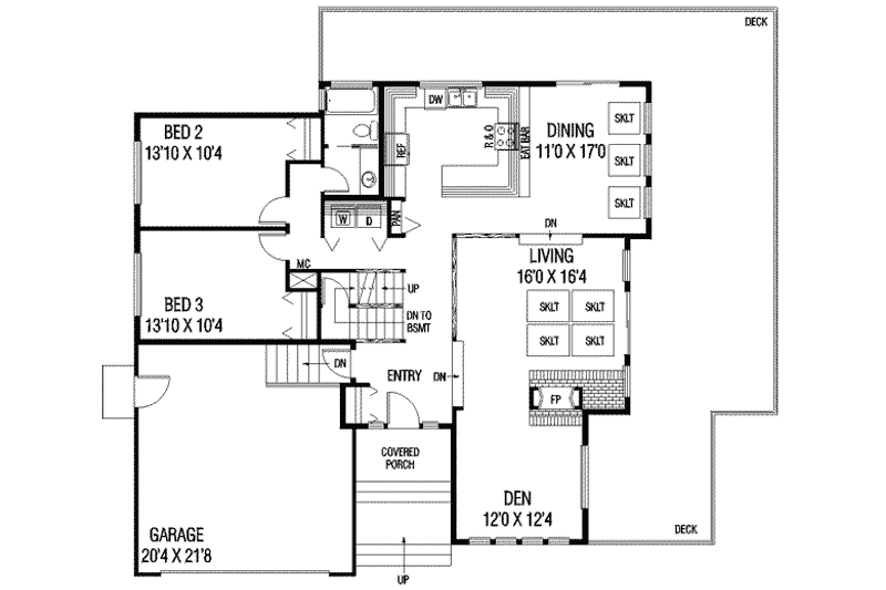 Architectural House Design - Floor Plan - Main Floor for Contemporary House Plan #60-110 - 3 bed, 2 bath