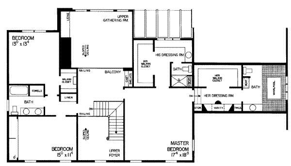 House Blueprint - Southern Floor Plan - Upper Floor Plan #72-191