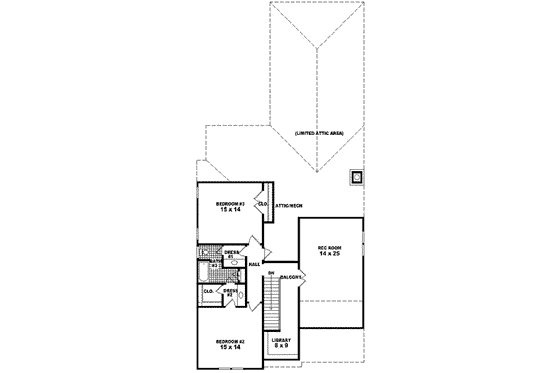 Floor Plan - Upper Floor for Tudor House Plan #81-424 - 3 bed, 3 bath