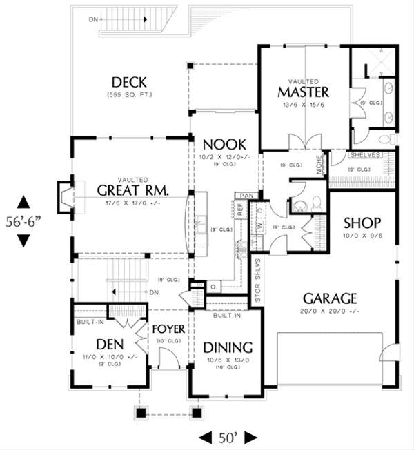 House Plan Design - Craftsman Floor Plan - Main Floor Plan #48-461