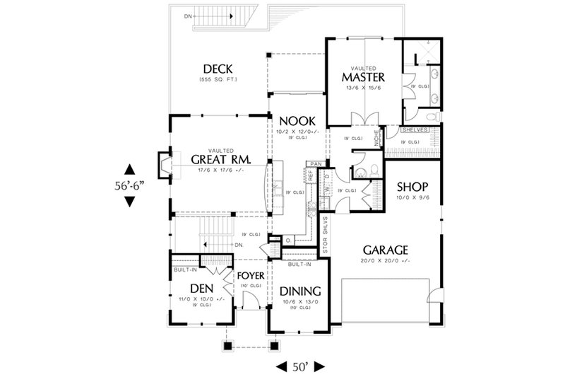 Architectural House Design - Floor Plan - Main Floor for Craftsman House Plan #48-461 - 3 bed, 2.5 bath