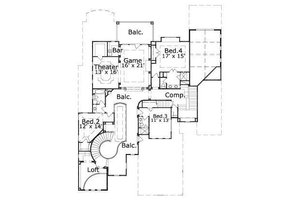 Floor Plan - Upper Floor for European House Plan #411-843 - 4 bed, 4.5 bath