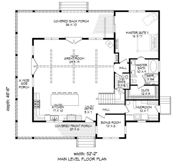 House Blueprint - Cabin Floor Plan - Main Floor Plan #932-49