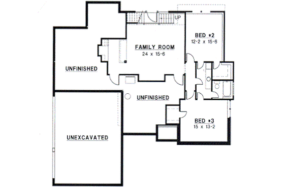 Floor Plan - Lower Floor for Traditional House Plan #67-354 - 3 bed, 2.5 bath