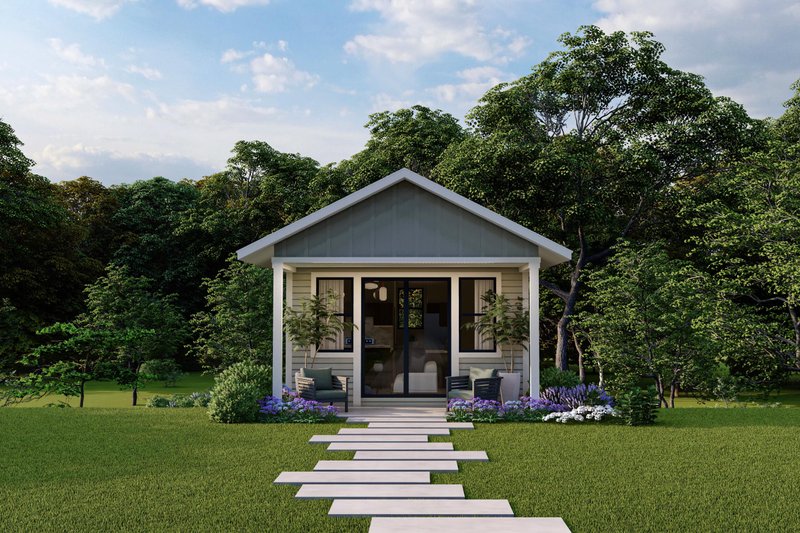 House Design - Exterior - Rear Elevation for Craftsman House Plan #124-1364 - 1 bed, 1.5 bath