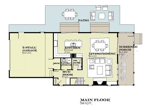 House Plan Design - Farmhouse Floor Plan - Main Floor Plan #901-140