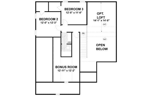Floor Plan - Upper Floor for Traditional House Plan #56-135 - 3 bed, 2.5 bath