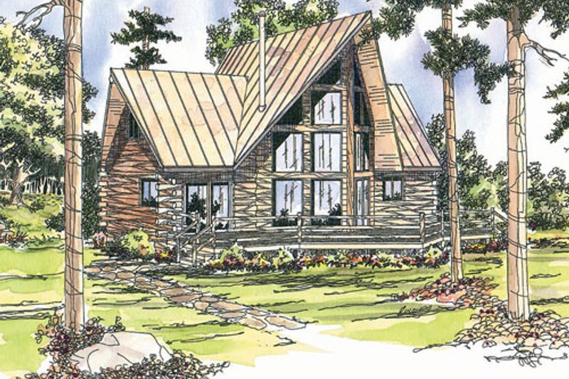 Home Plan - Log Exterior - Front Elevation Plan #124-259