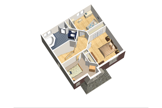 Floor Plan - Upper Floor 1 for European House Plan #25-4711 - 3 bed, 1 bath