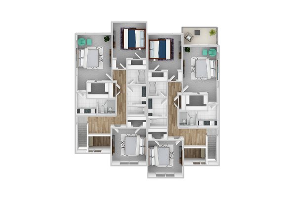 House Blueprint - Contemporary Floor Plan - Upper Floor Plan #124-1458