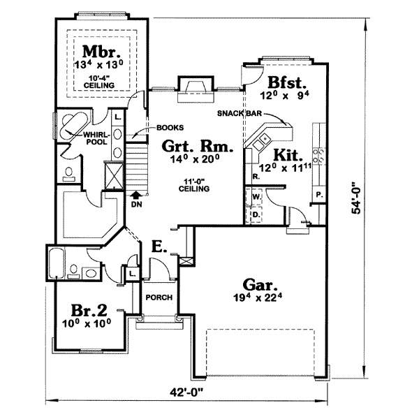 Home Plan - Traditional Floor Plan - Main Floor Plan #20-408