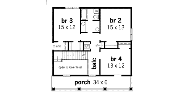Southern Floor Plan - Upper Floor Plan #45-151