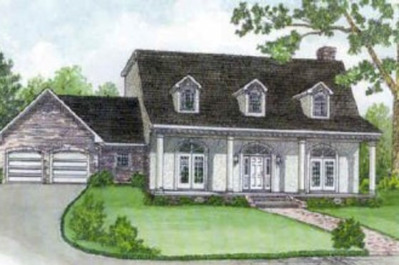 Exterior - Front Elevation for Country House Plan #16-215 - 4 bed, 2.5 bath