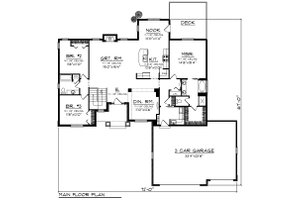 Floor Plan - Main Floor for Craftsman House Plan #70-1195 - 3 bed, 2 bath