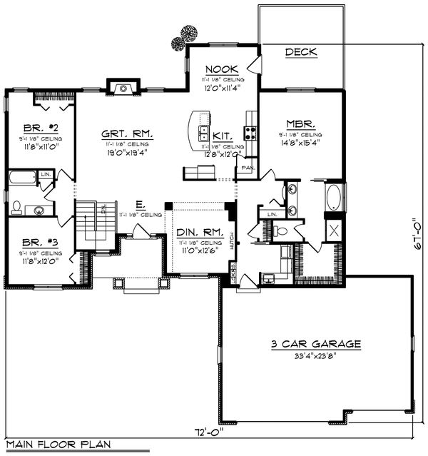Craftsman Floor Plan - Main Floor Plan #70-1195