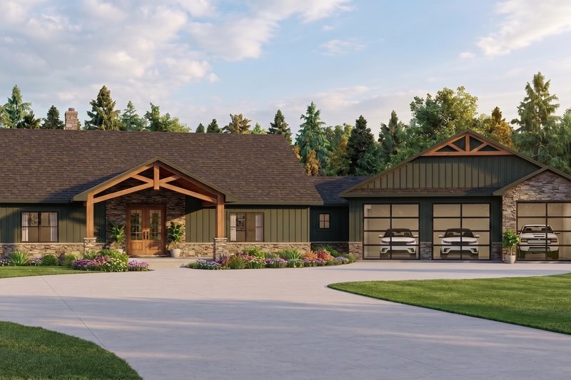 House Blueprint - Exterior - Front Elevation 2 for Craftsman House Plan #1064-513 - 2 bed, 2.5 bath