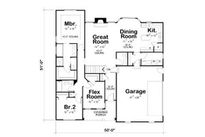 Floor Plan - Main Floor for Ranch House Plan #20-2291 - 3 bed, 2.5 bath