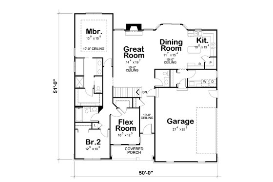 Floor Plan - Main Floor for Ranch House Plan #20-2291 - 3 bed, 2.5 bath