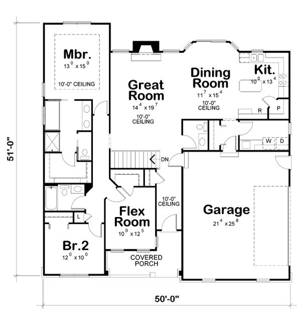 Architectural House Design - Ranch Floor Plan - Main Floor Plan #20-2291