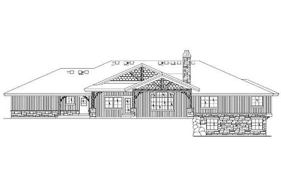 Exterior - Rear Elevation for Traditional House Plan #5-303 - 5 bed, 3.5 bath