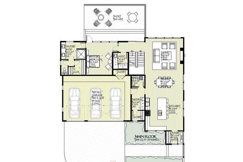 House Plan Design - Floor Plan - Main Floor for Modern House Plan #901-151 - 4 bed, 3.5 bath