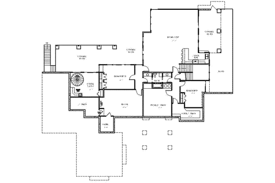 Floor Plan - Lower Floor for European House Plan #24-230 - 5 bed, 4 bath