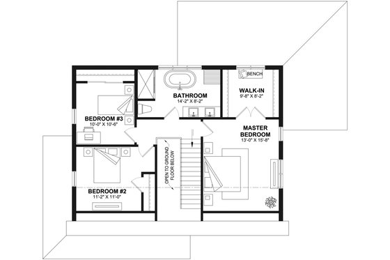 Floor Plan - Upper Floor for Farmhouse House Plan #23-2764 - 5 bed, 2.5 bath