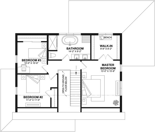 Farmhouse Floor Plan - Upper Floor Plan #23-2764